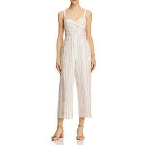 Rebecca Taylor 100% Linen Sleeveless Striped Jumpsuit Size 6
